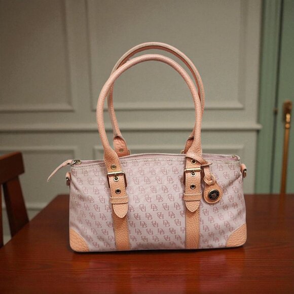 Y2K Dooney & Bourke Logo Pink Canvas Bag Purse - Picture 1 of 16